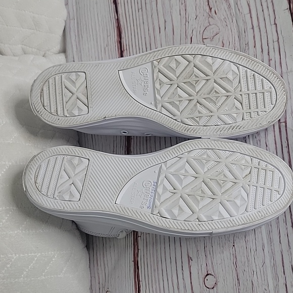 Converse All Star White Leather High Top Sneakers Women's Size 8 - Picture 6 of 11